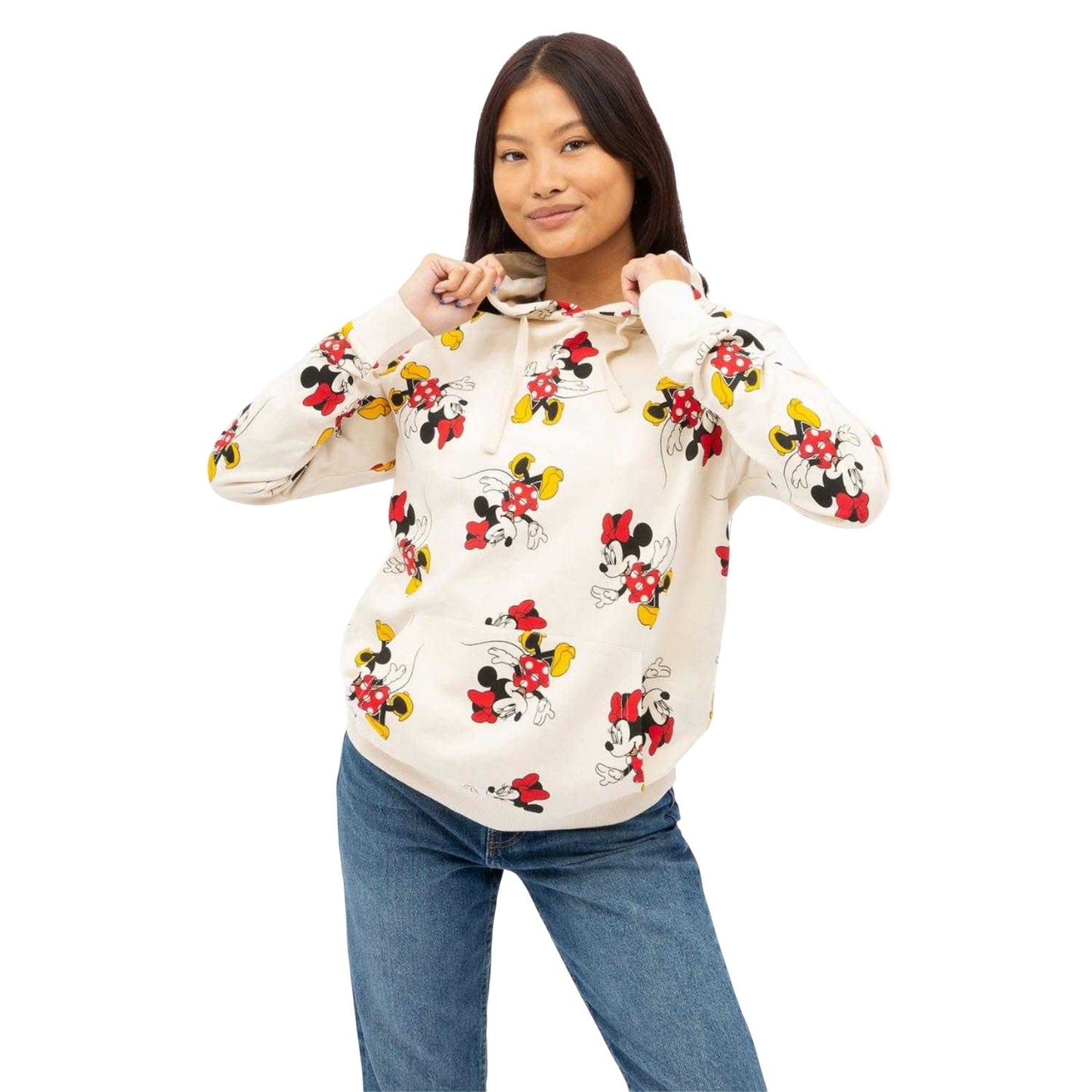 Grey - Side - Disney Womens-Ladies Minnie Mouse All-Over Print Hoodie