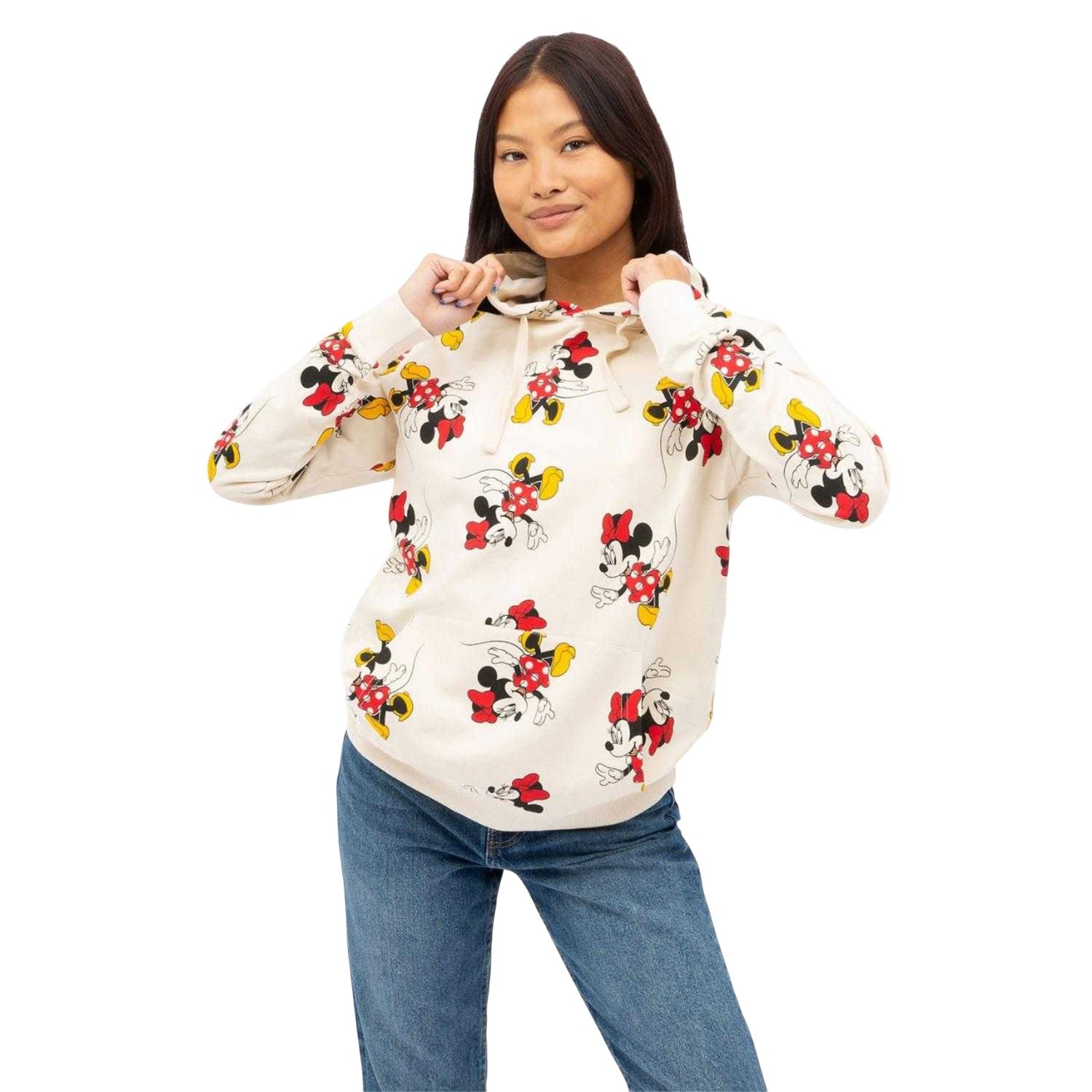 Grey - Side - Disney Womens-Ladies Minnie Mouse All-Over Print Hoodie