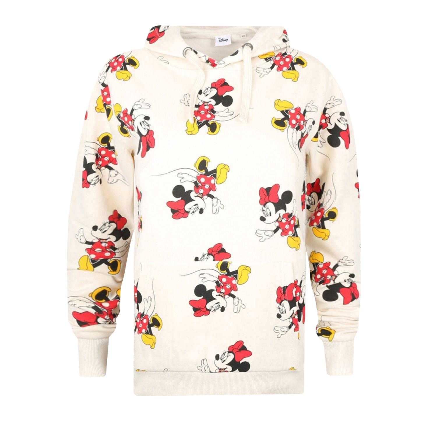 Grey - Front - Disney Womens-Ladies Minnie Mouse All-Over Print Hoodie