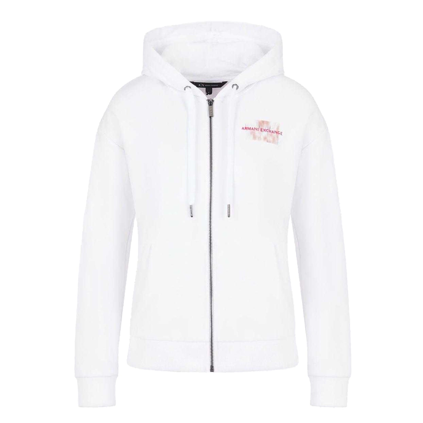 White - Front - Armani Exchange Womens-Ladies Full Zip Hoodie