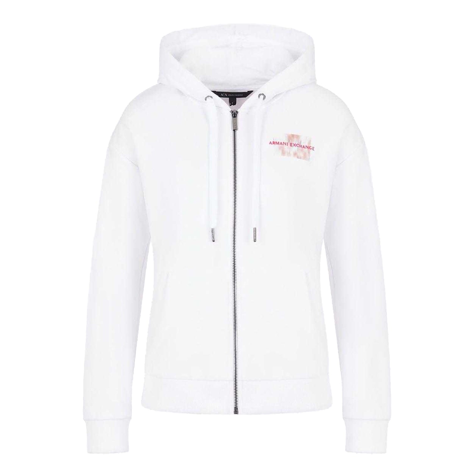 White - Front - Armani Exchange Womens-Ladies Full Zip Hoodie