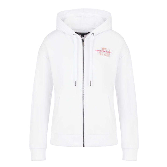 White - Front - Armani Exchange Womens-Ladies Full Zip Hoodie