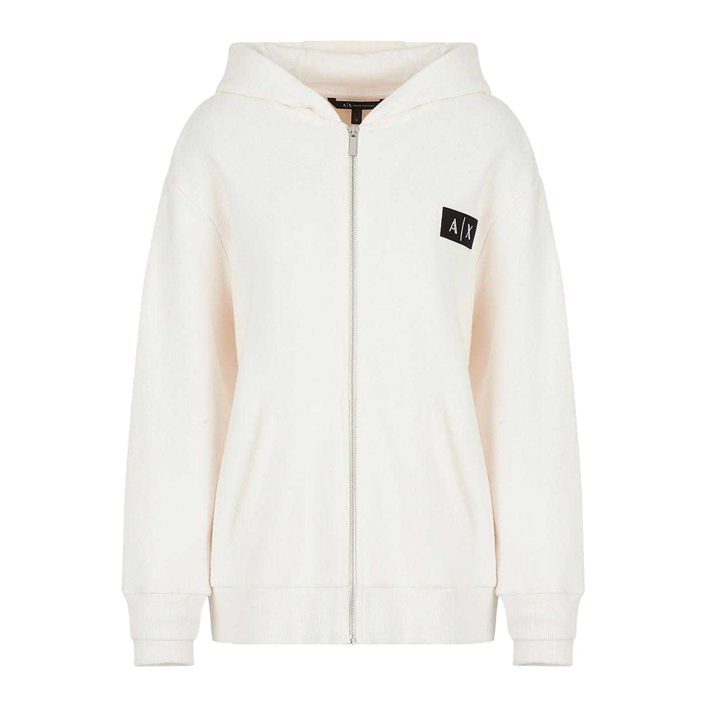 White - Front - Armani Exchange Womens-Ladies Full Zip Hoodie