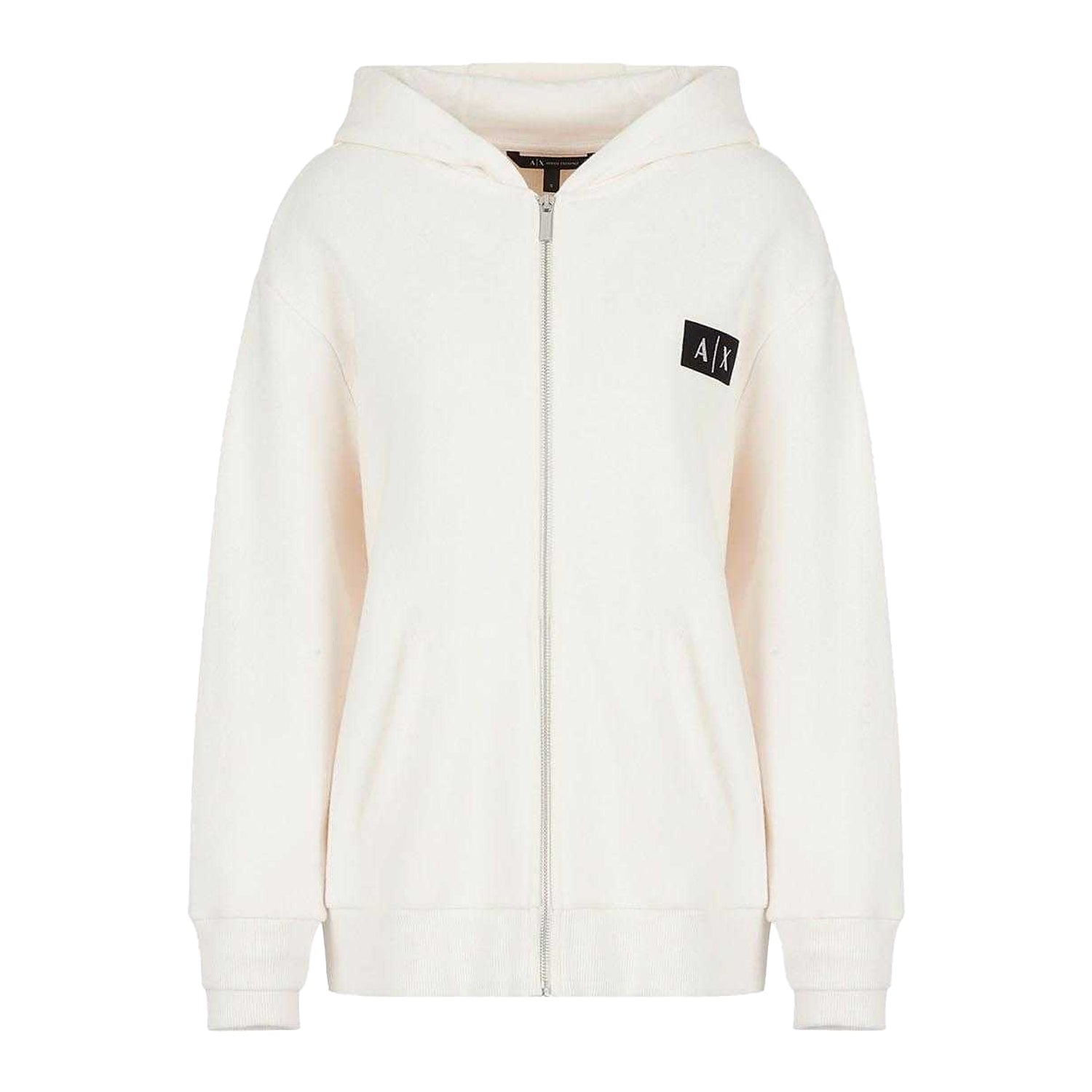 White - Front - Armani Exchange Womens-Ladies Full Zip Hoodie