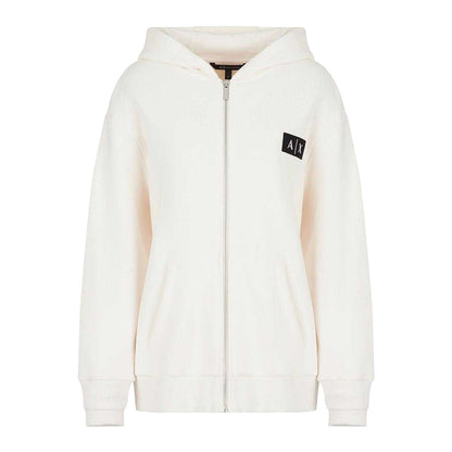 White - Front - Armani Exchange Womens-Ladies Full Zip Hoodie