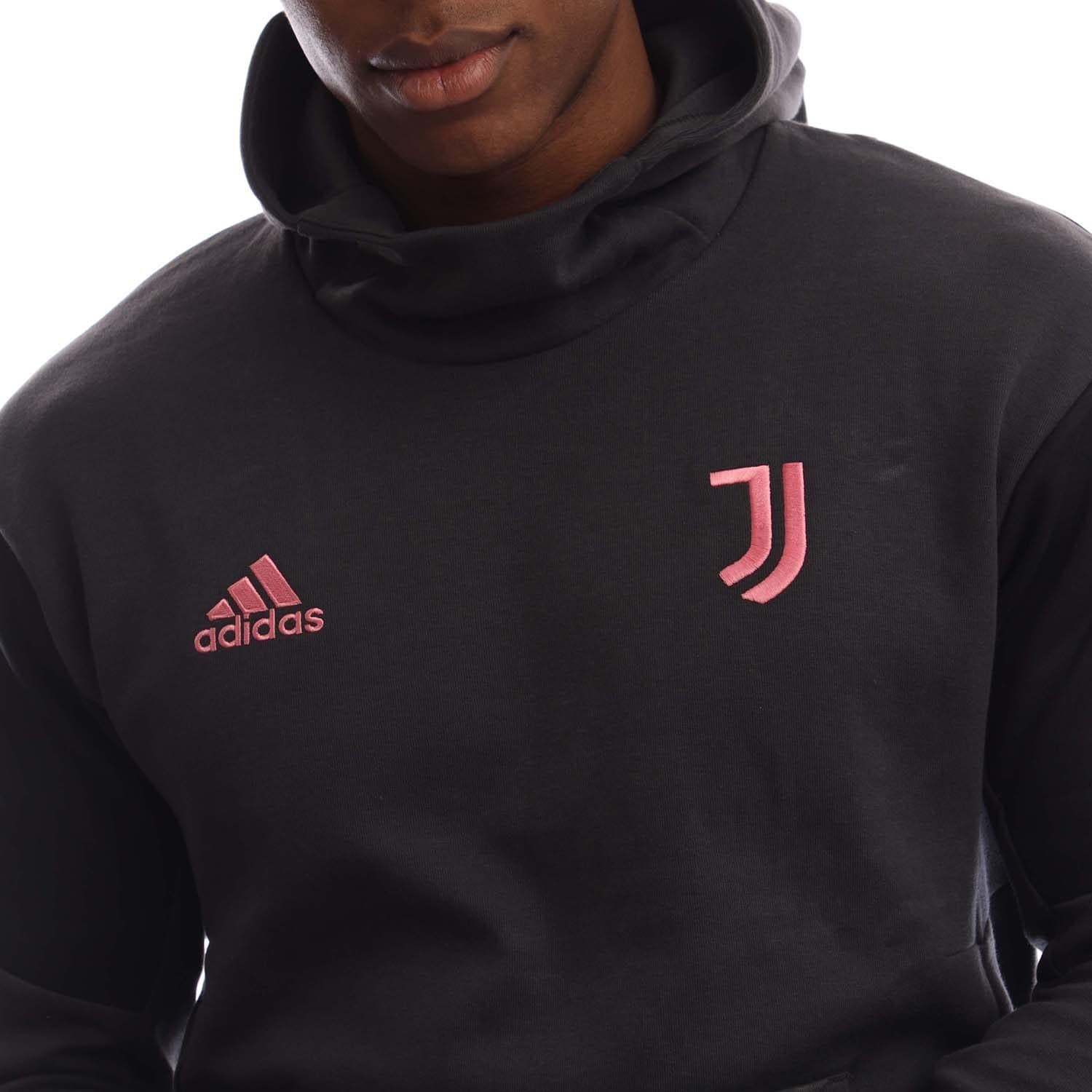 Grey - Side - Adidas Mens Juventus FC Travel Hoodie