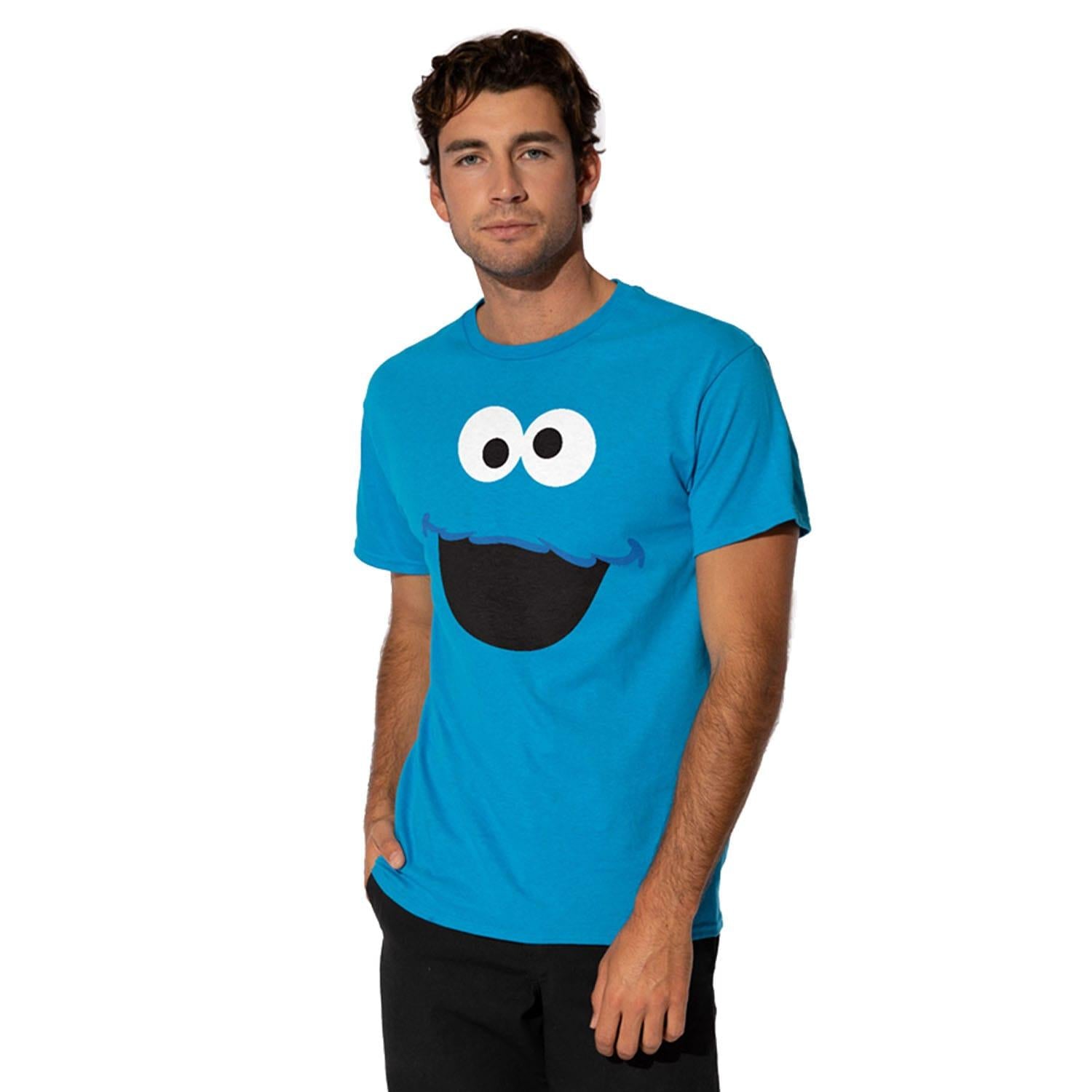 Blue - Front - Sesame Street Mens Cookie Monster Face T-Shirt