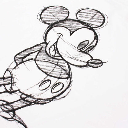 White - Side - Disney Womens-Ladies Mickey Mouse Sketch T-Shirt