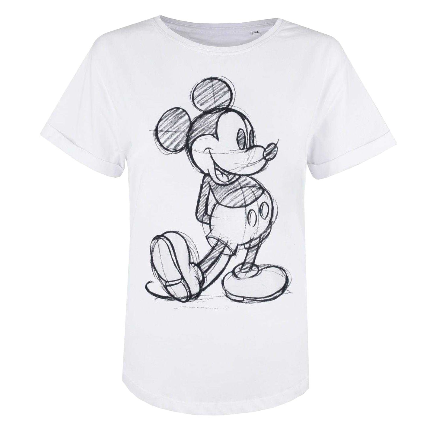 White - Front - Disney Womens-Ladies Mickey Mouse Sketch T-Shirt