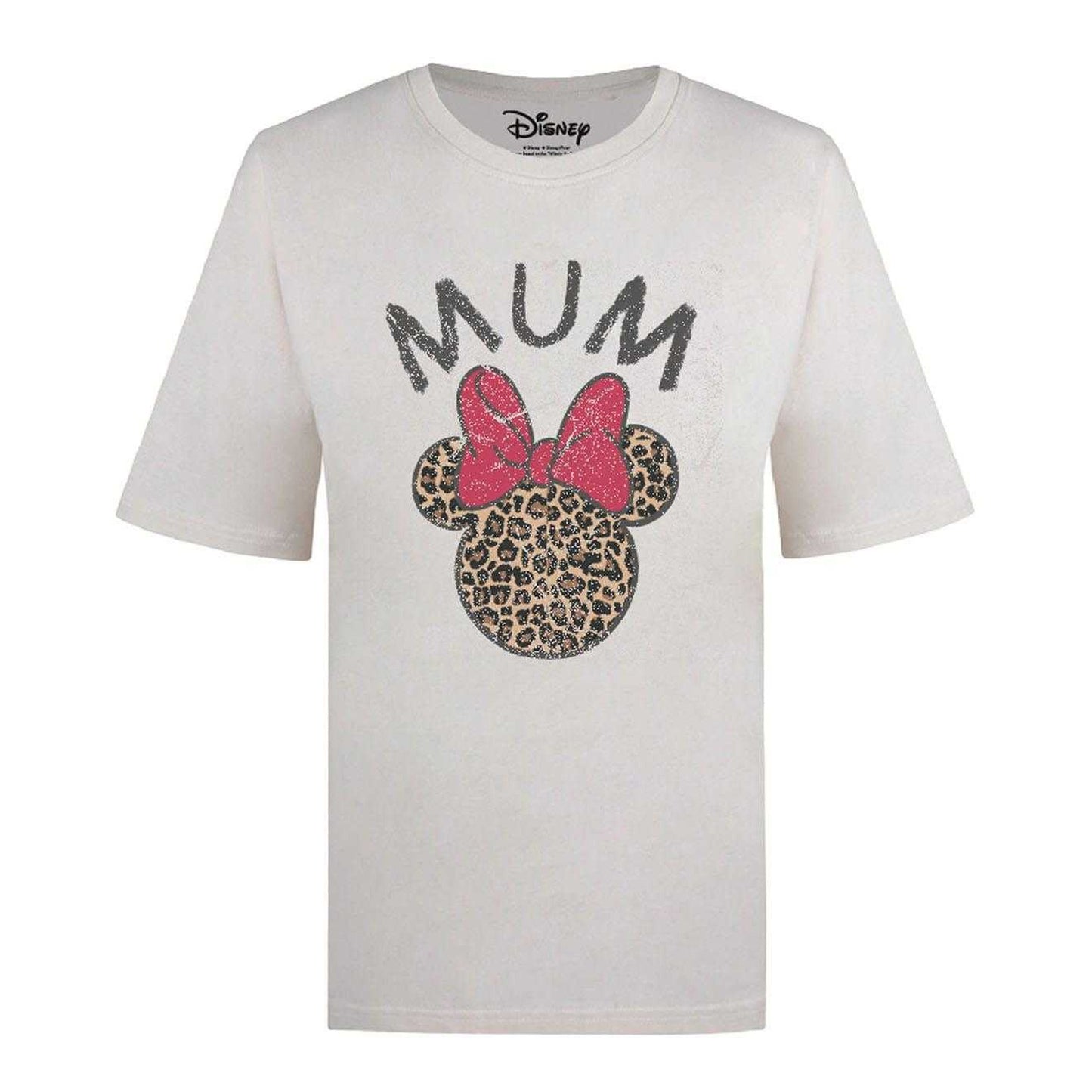White - Front - Disney Womens-Ladies Minnie Mouse Leopard Print Oversized T-Shirt