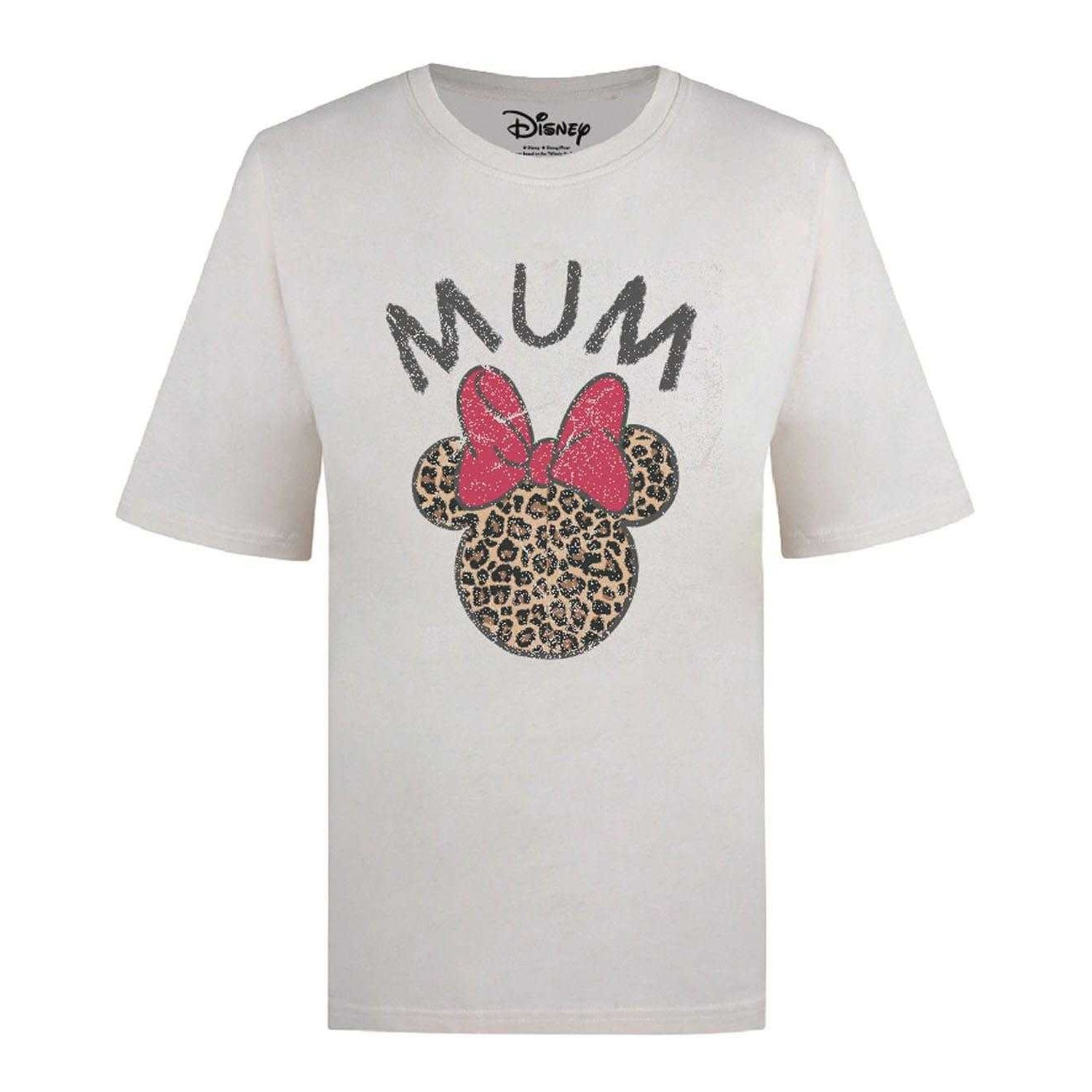 White - Front - Disney Womens-Ladies Minnie Mouse Leopard Print Oversized T-Shirt