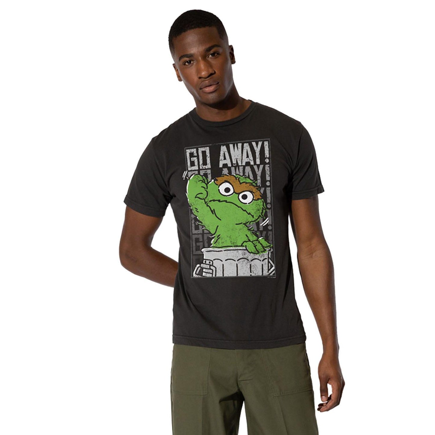 Black - Front - Sesame Street Mens Go Away Oscar The Grouch T-Shirt