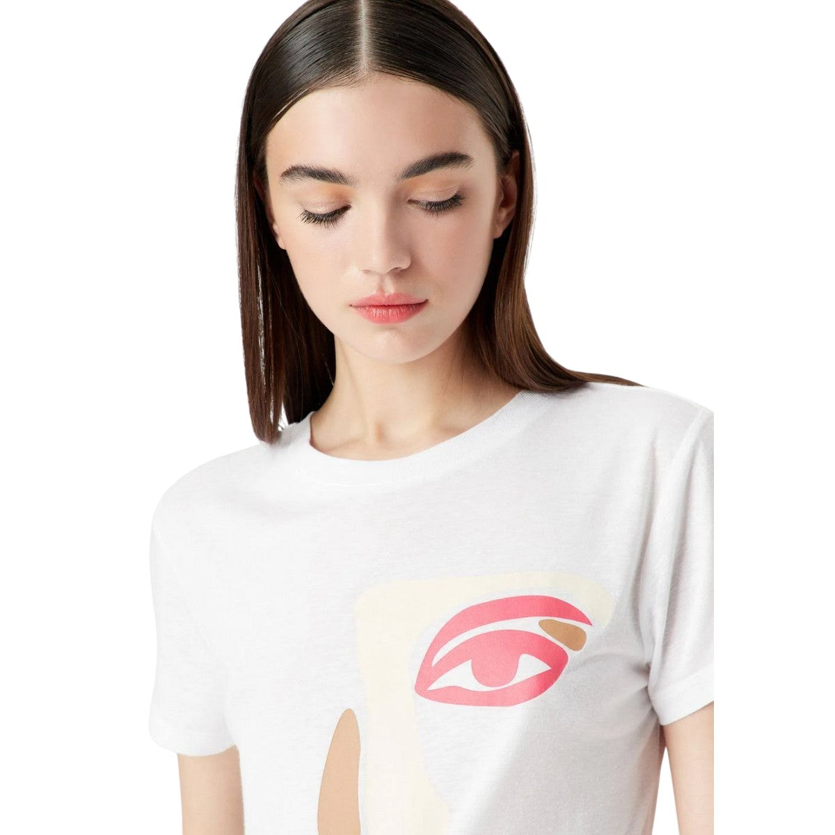 White - Side - Armani Exchange Womens-Ladies Face T-Shirt