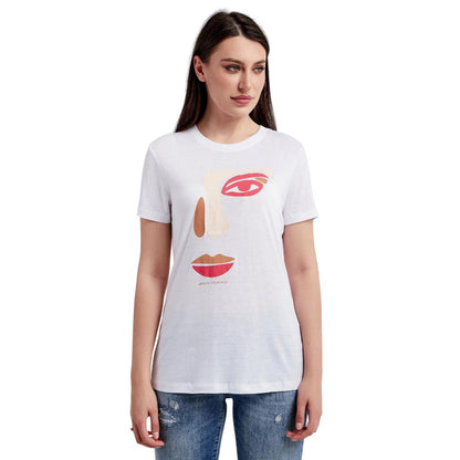 White - Lifestyle - Armani Exchange Womens-Ladies Face T-Shirt