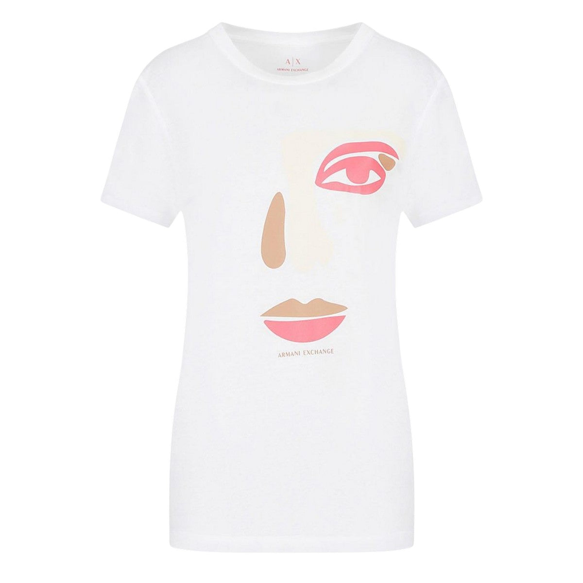 White - Front - Armani Exchange Womens-Ladies Face T-Shirt