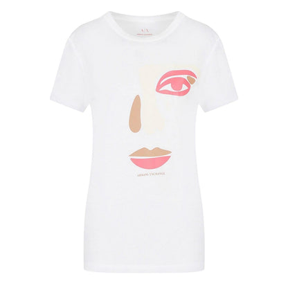 White - Front - Armani Exchange Womens-Ladies Face T-Shirt