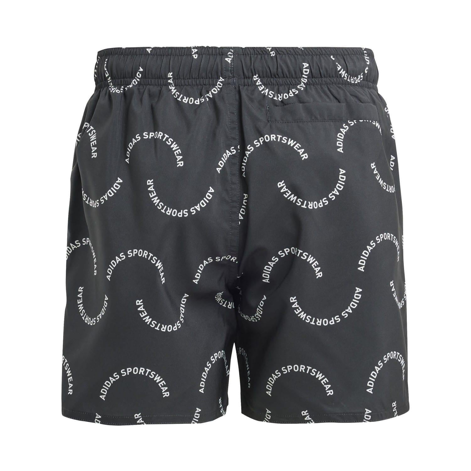 Black - Back - Adidas Childrens-Kids Sportswear Wave Pattern Swim Shorts