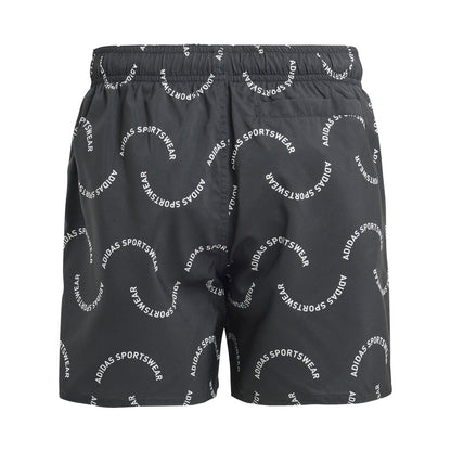 Black - Back - Adidas Childrens-Kids Sportswear Wave Pattern Swim Shorts