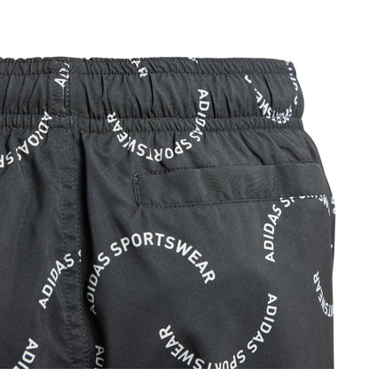 Black - Side - Adidas Childrens-Kids Sportswear Wave Pattern Swim Shorts