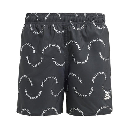 Black - Front - Adidas Childrens-Kids Sportswear Wave Pattern Swim Shorts