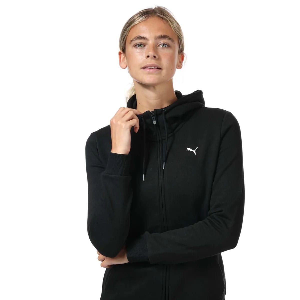 Black - Pack Shot - Puma Womens-Ladies Essentials Full Zip Hoodie