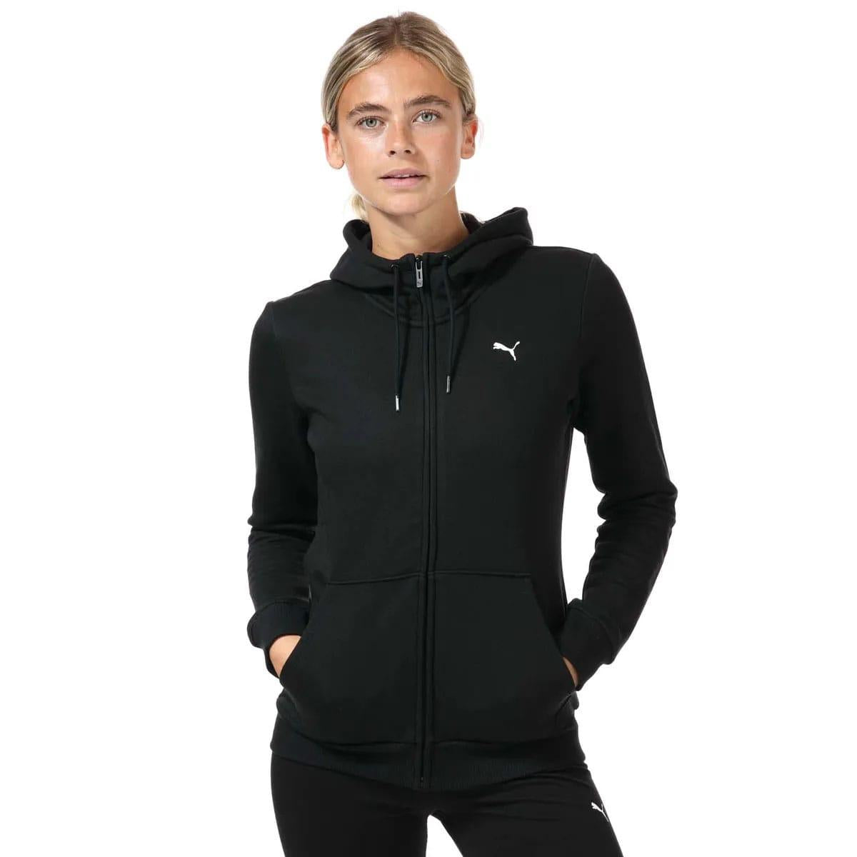 Black - Front - Puma Womens-Ladies Essentials Full Zip Hoodie