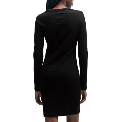 Black - Back - Hugo Womens-Ladies Nemalia Cotton Stretch Bodycon Dress
