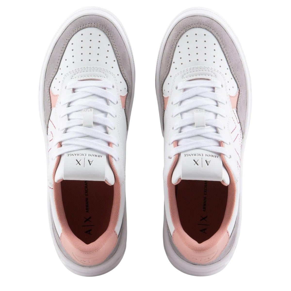 White-Pink - Lifestyle - Armani Exchange Womens-Ladies Leather Trainers