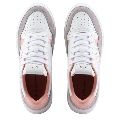 White-Pink - Lifestyle - Armani Exchange Womens-Ladies Leather Trainers