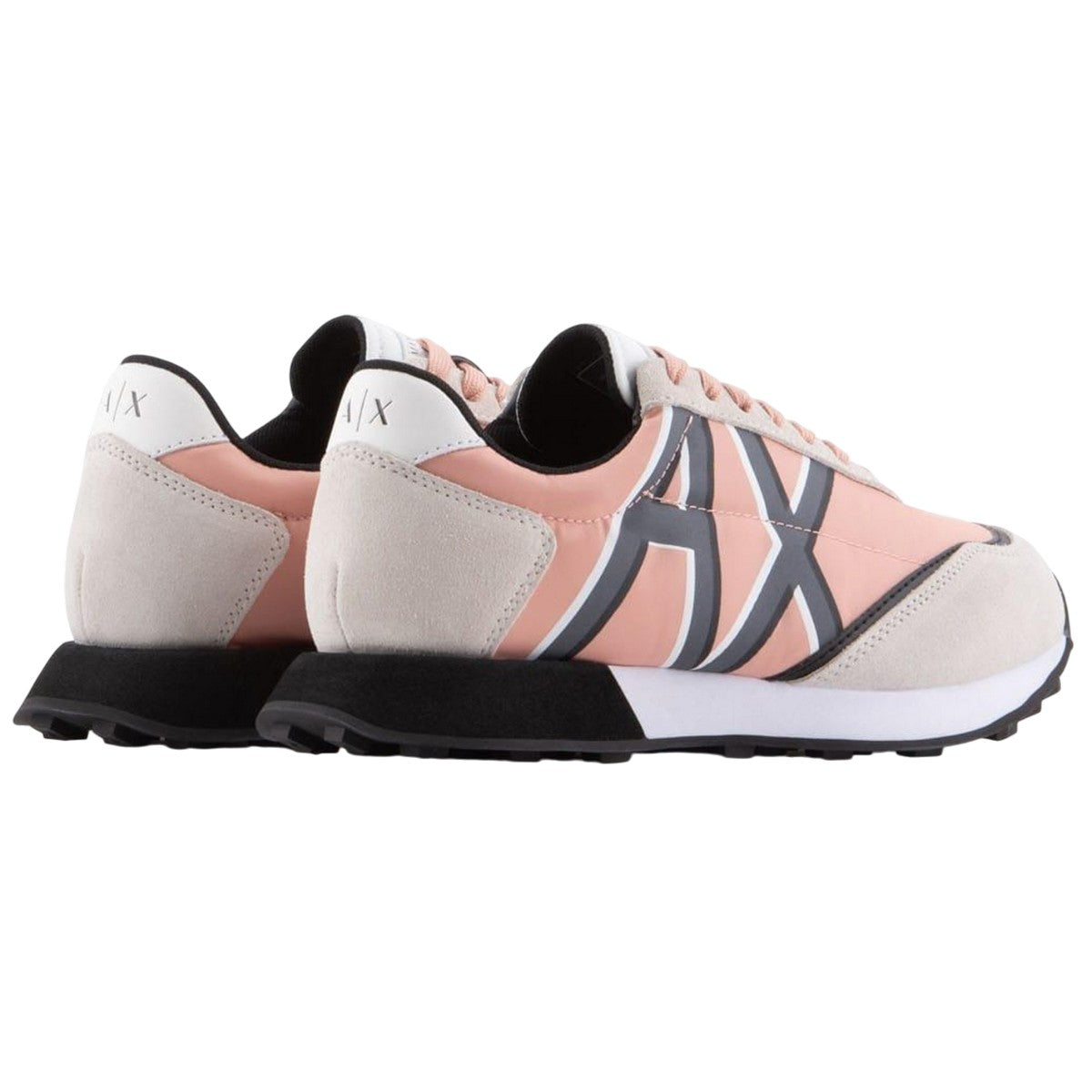 White-Black-Pink - Back - Armani Exchange Womens-Ladies Trainers