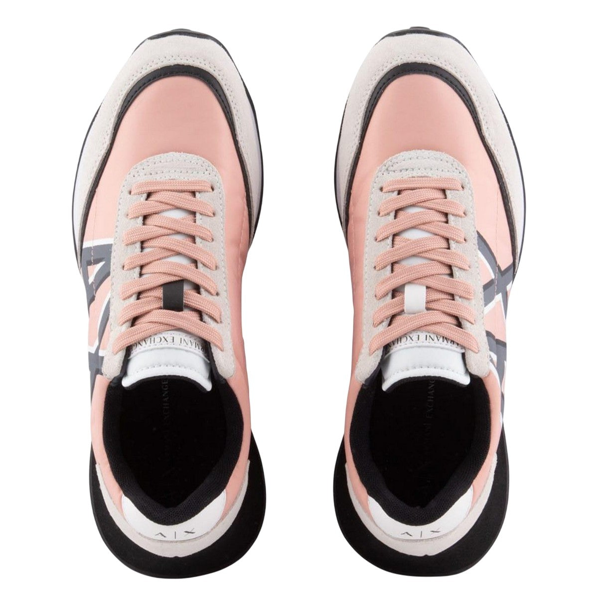 White-Black-Pink - Pack Shot - Armani Exchange Womens-Ladies Trainers