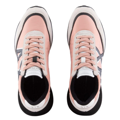 White-Black-Pink - Pack Shot - Armani Exchange Womens-Ladies Trainers