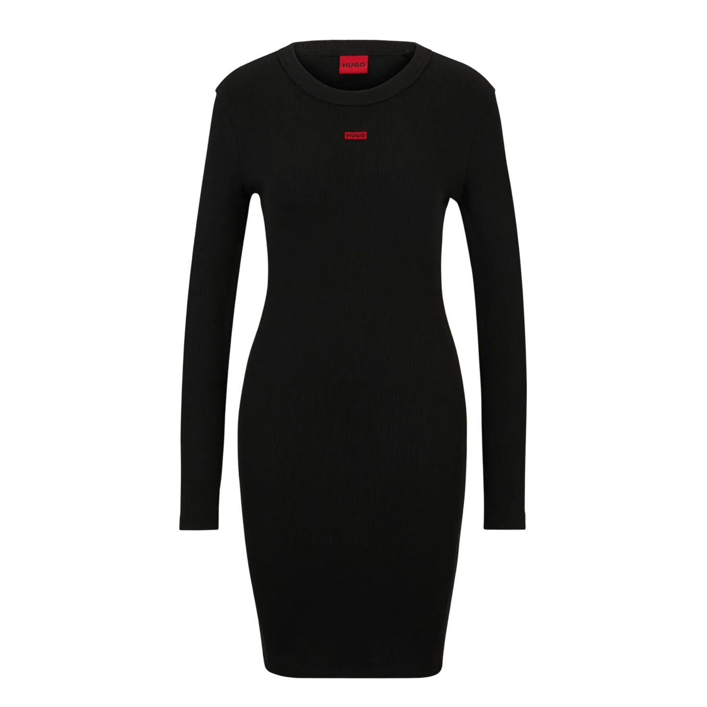 Black - Front - Hugo Womens-Ladies Nemalia Cotton Stretch Bodycon Dress
