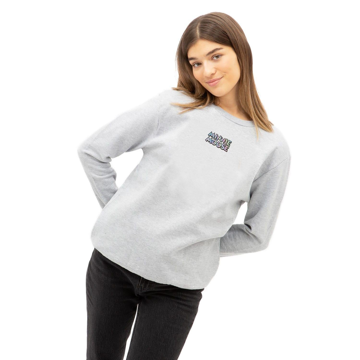 Grey - Front - Disney Womens-Ladies Minnie Mouse Crew Neck Sweatshirt