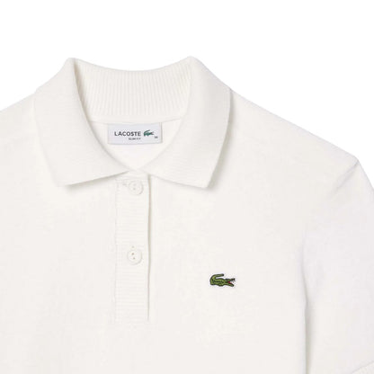 Cream - Back - Lacoste Womens-Ladies Terrycloth Slim Polo Shirt