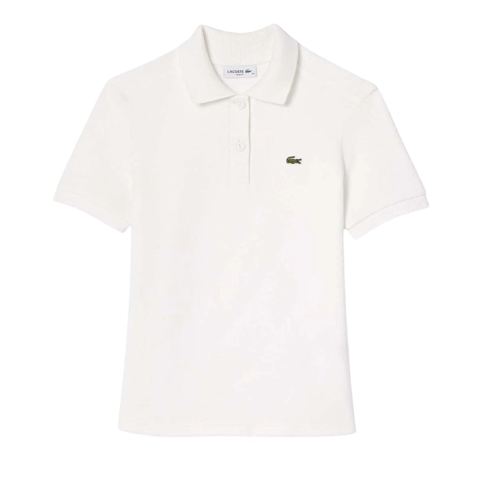 Cream - Front - Lacoste Womens-Ladies Terrycloth Slim Polo Shirt