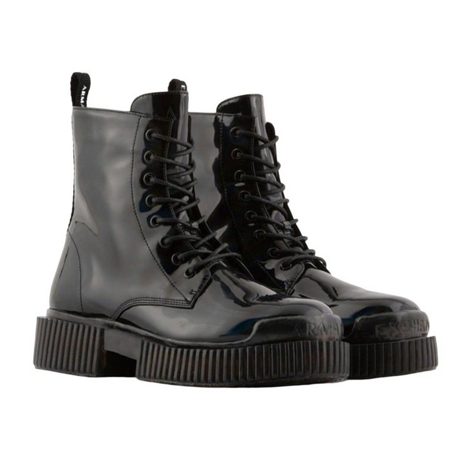 Black - Front - Armani Exchange Womens-Ladies Leather Ankle Boots
