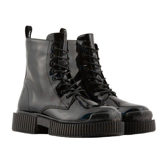 Black - Front - Armani Exchange Womens-Ladies Leather Ankle Boots
