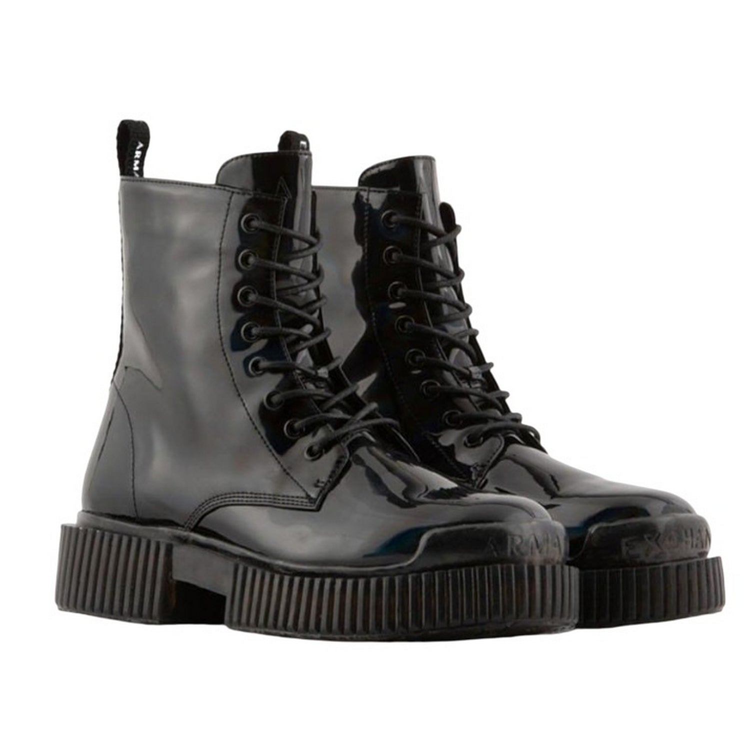 Black - Front - Armani Exchange Womens-Ladies Leather Ankle Boots