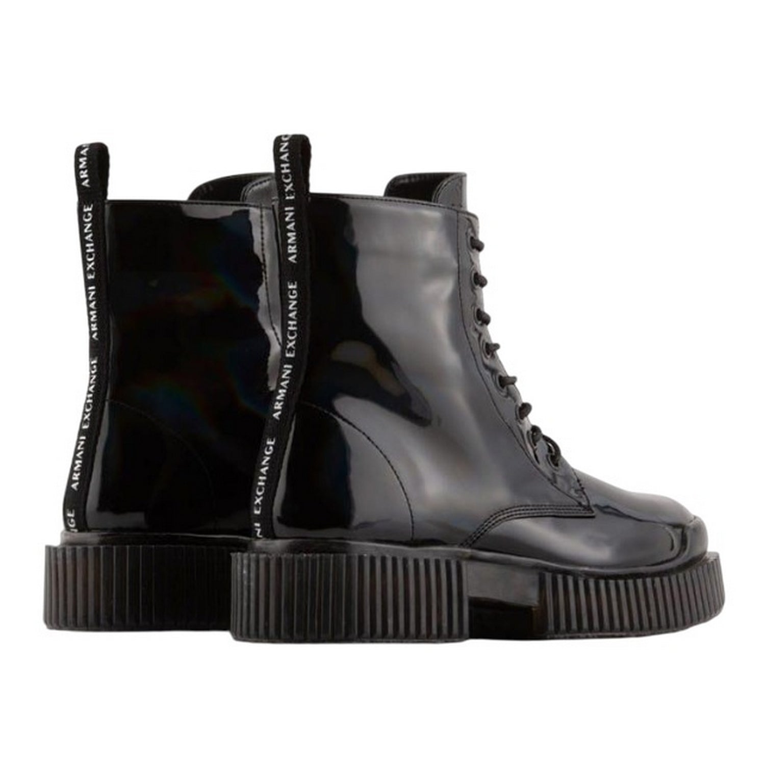 Black - Back - Armani Exchange Womens-Ladies Leather Ankle Boots