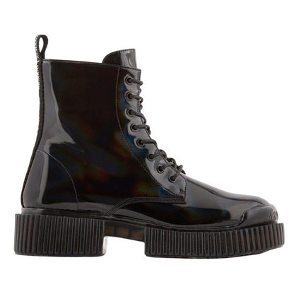Black - Side - Armani Exchange Womens-Ladies Leather Ankle Boots