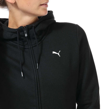 Black - Side - Puma Womens-Ladies Essentials Logo Full Zip Hoodie