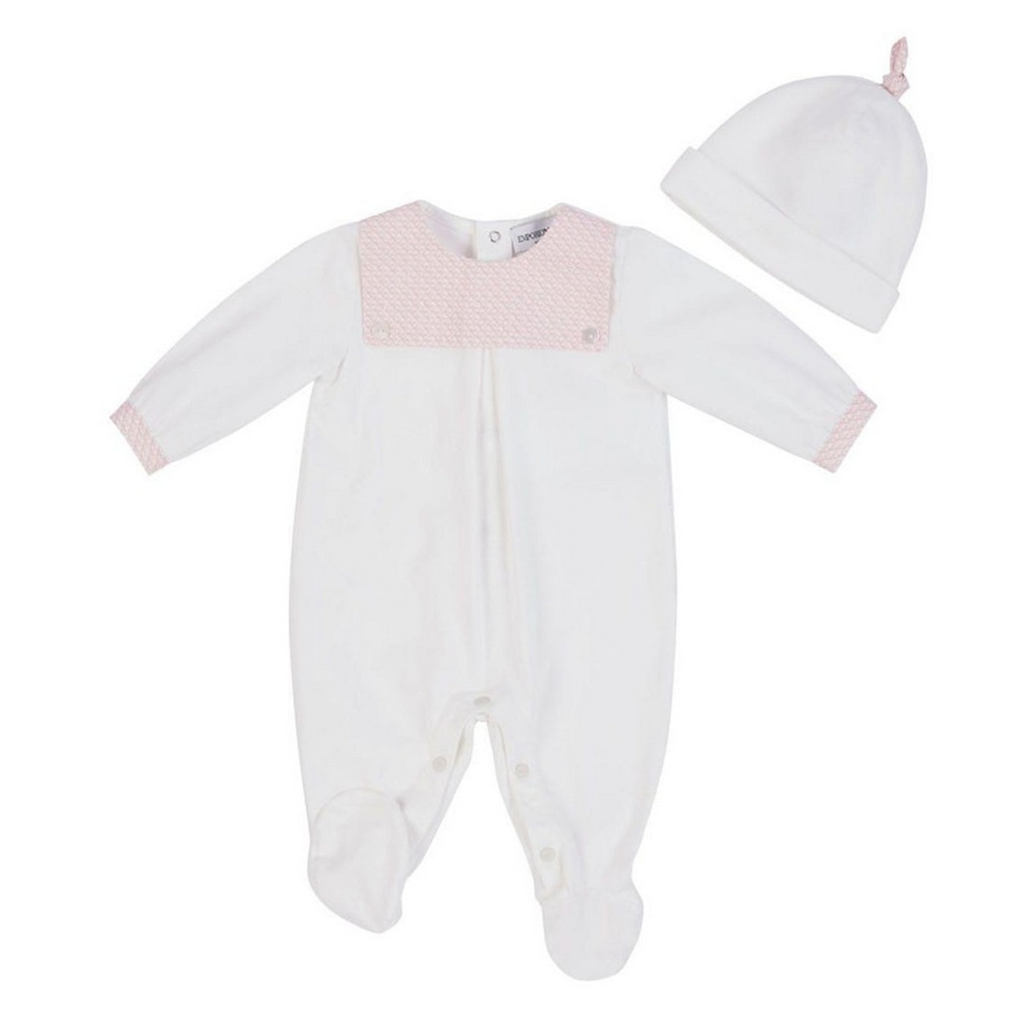 Pink-White - Front - Emporio Armani Baby Sleepsuit