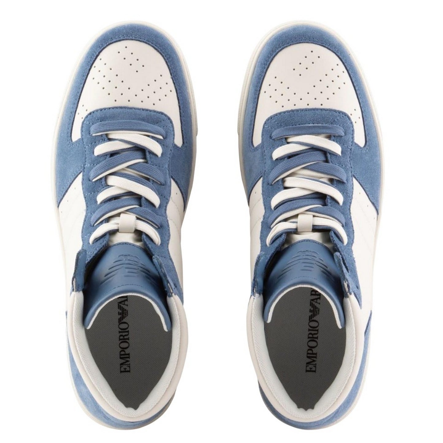 Blue-White - Lifestyle - Emporio Armani Mens Suede Trainers