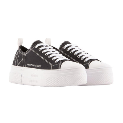 Black-White - Front - Armani Exchange Womens-Ladies Trainers