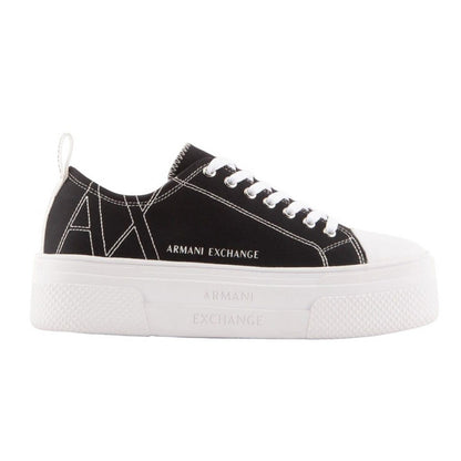 Black-White - Back - Armani Exchange Womens-Ladies Trainers