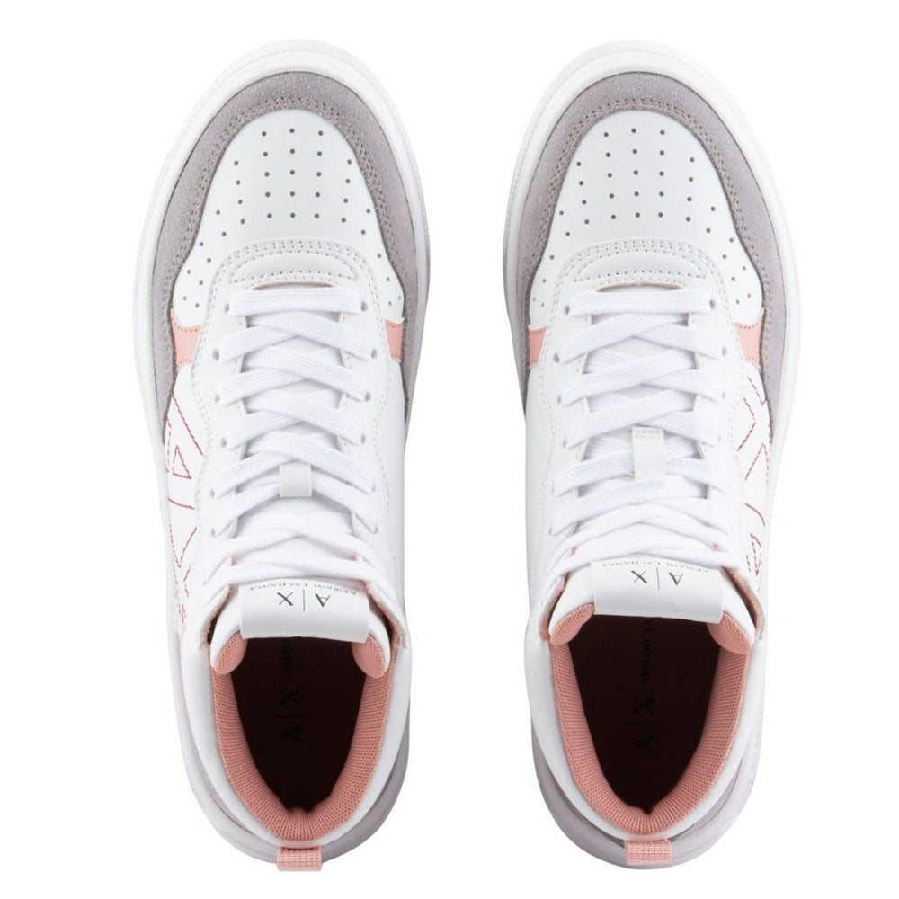 White-Pink - Lifestyle - Armani Exchange Womens-Ladies Suede Trainers