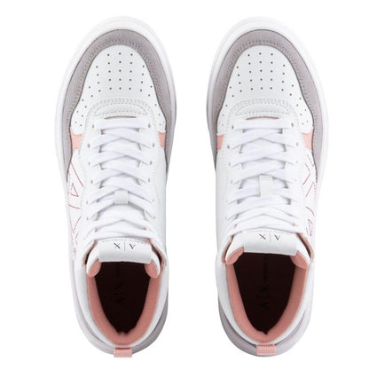 White-Pink - Lifestyle - Armani Exchange Womens-Ladies Suede Trainers