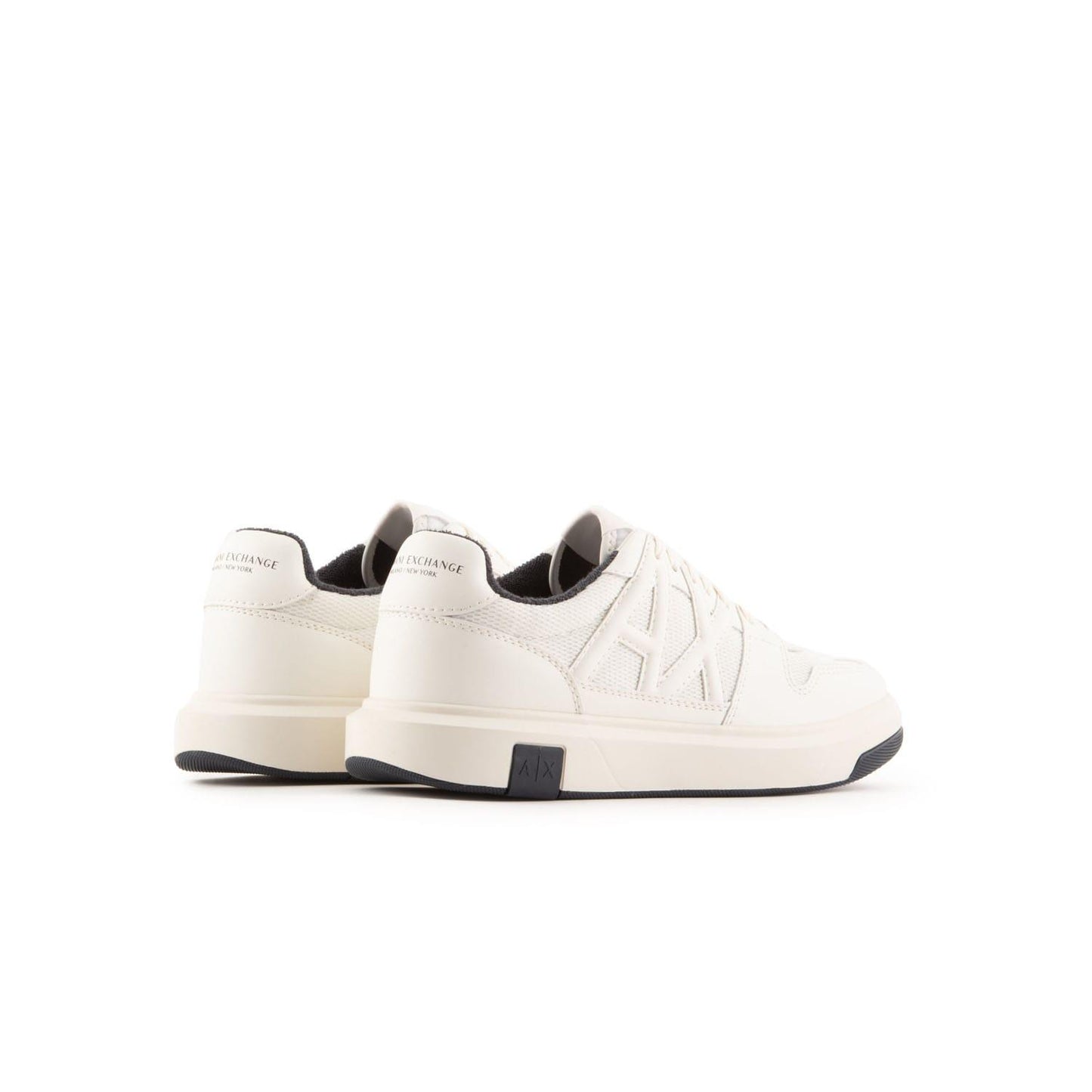 Off White-Black - Side - Armani Exchange Mens Suede Trainers