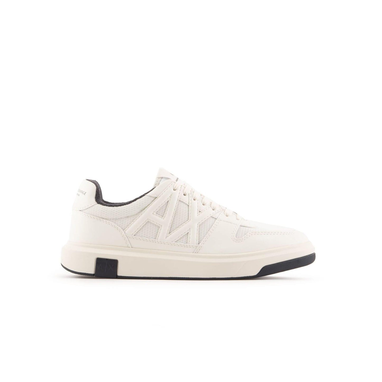 Off White-Black - Front - Armani Exchange Mens Suede Trainers